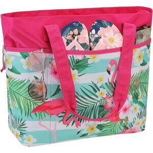 Women's Hot Pink Flamingo Large Lightweight Zipper Travel Totes Separation Bags